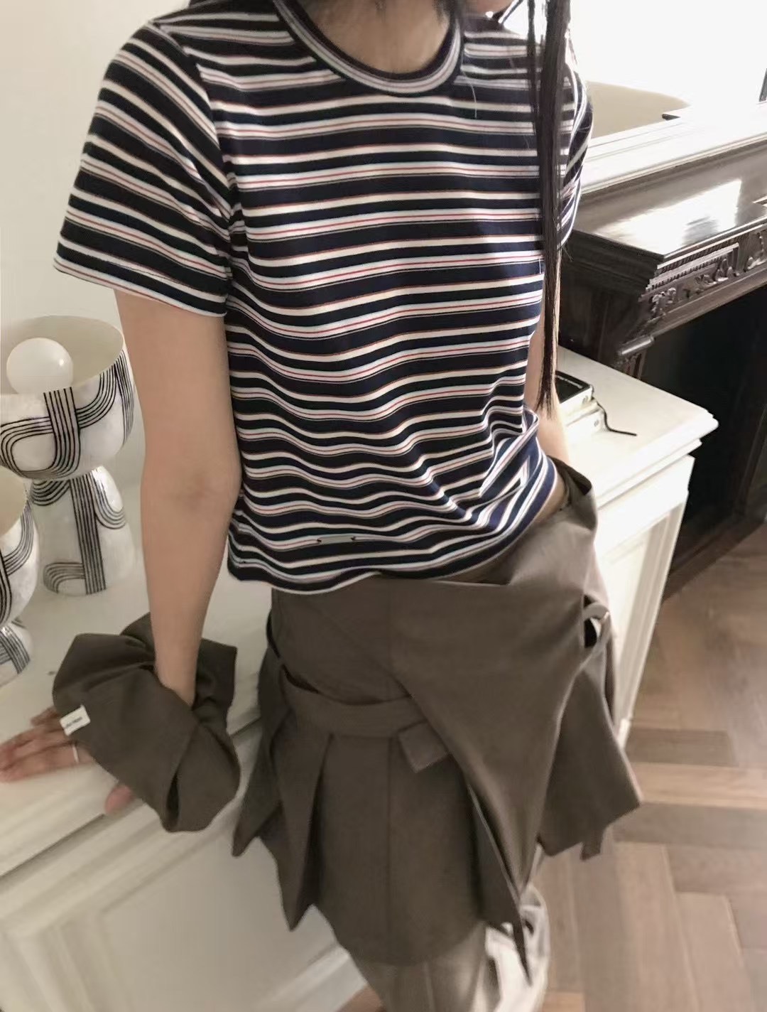 橫條基底短袖T