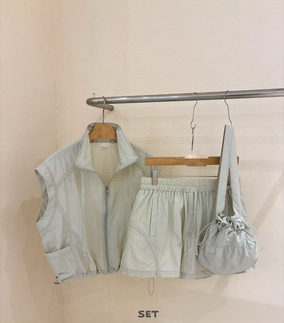 拉鍊背心+短褲+包包三件組