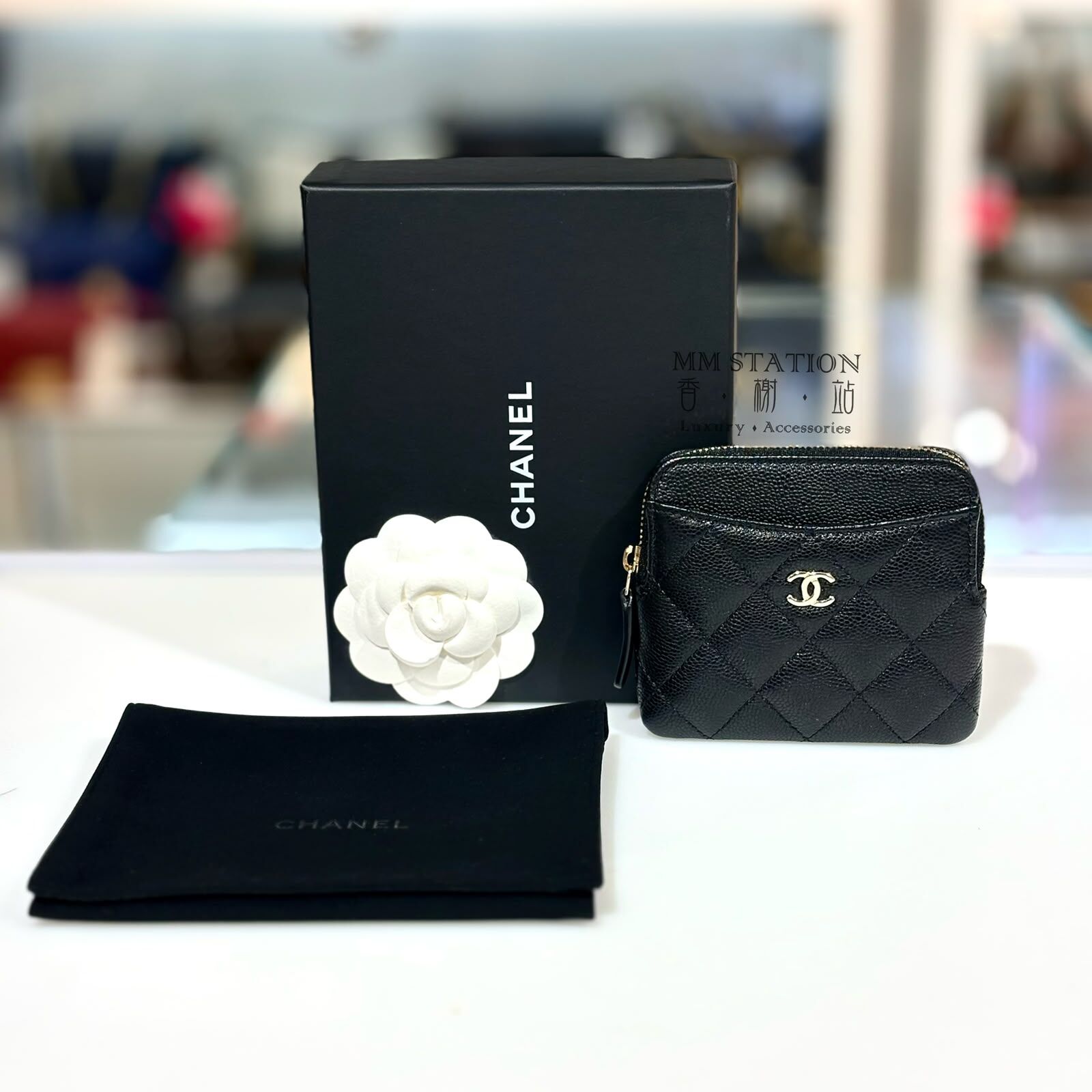 全新CHANEL拉鏈零錢包/短銀包, 黑色荔枝皮淡金, AP2061, @晶片 #BRAND NEW #香榭站正品
