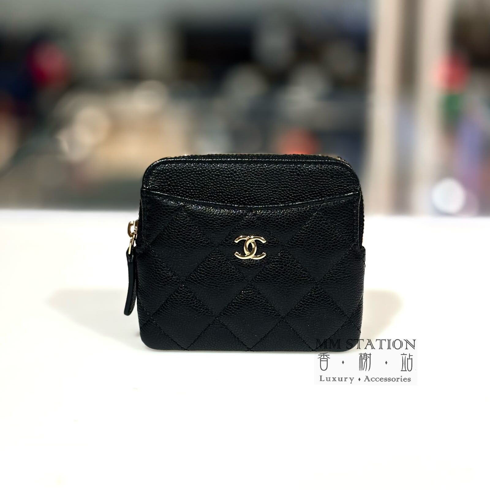 全新CHANEL拉鏈零錢包/短銀包, 黑色荔枝皮淡金, AP2061, @晶片 #BRAND NEW #香榭站正品