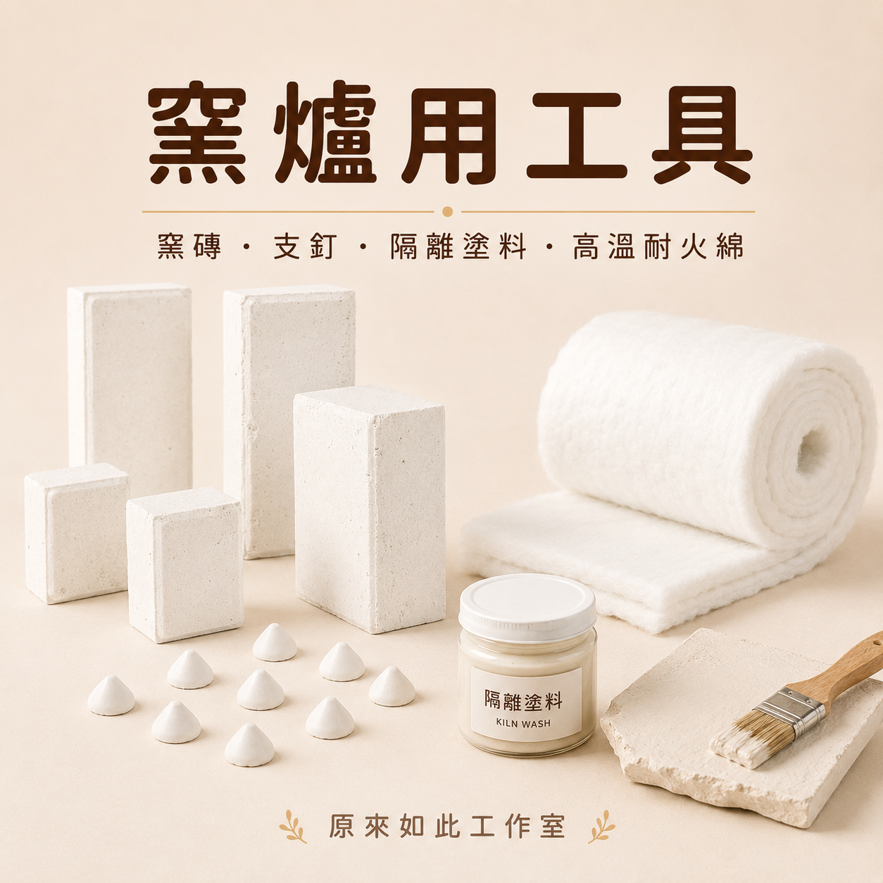 窯爐用工具｜窯磚、窯版隔離塗料、支釘、高溫耐火綿