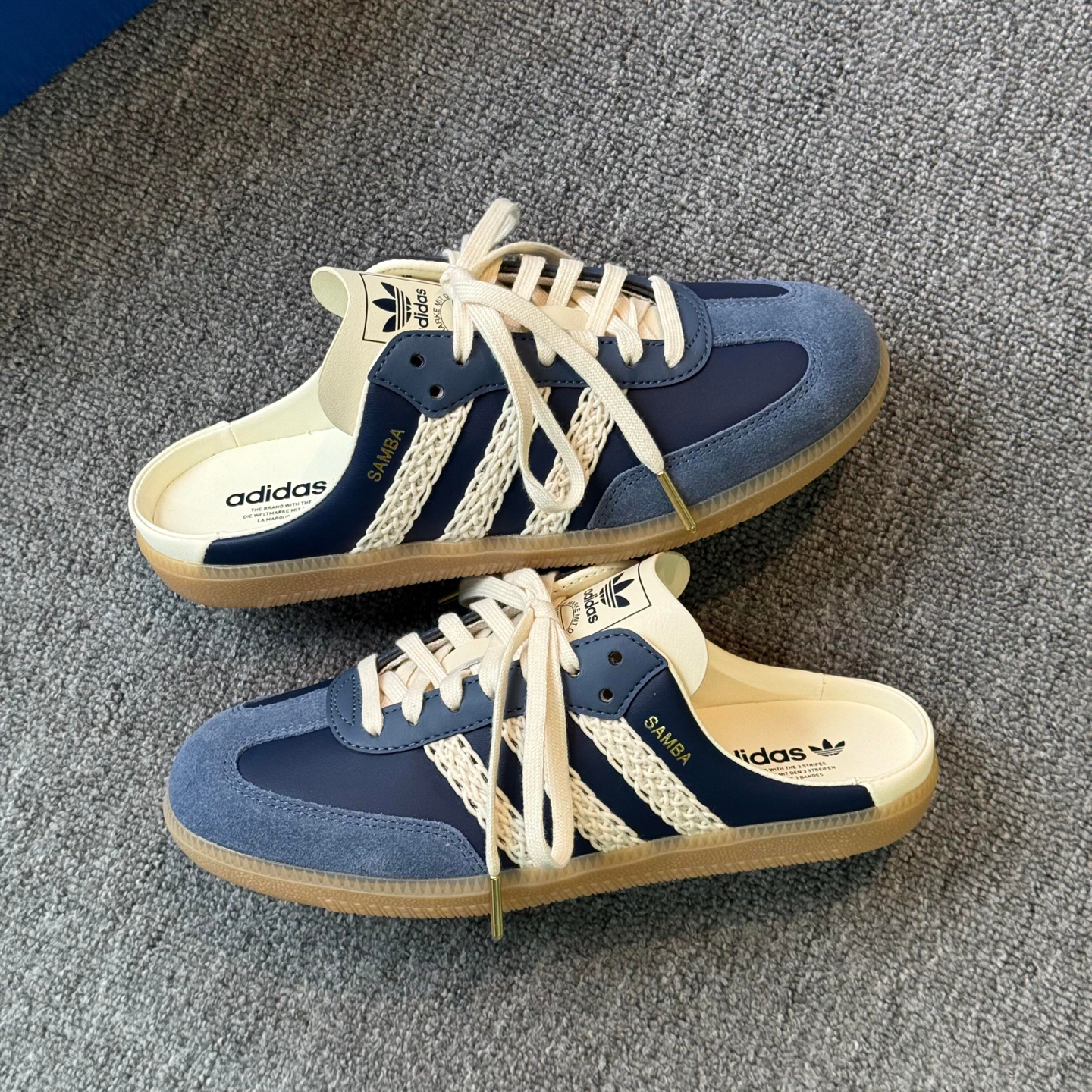 ADIDAS SAMBA MULE 奶油深藍 半拖穆勒鞋 德訓鞋