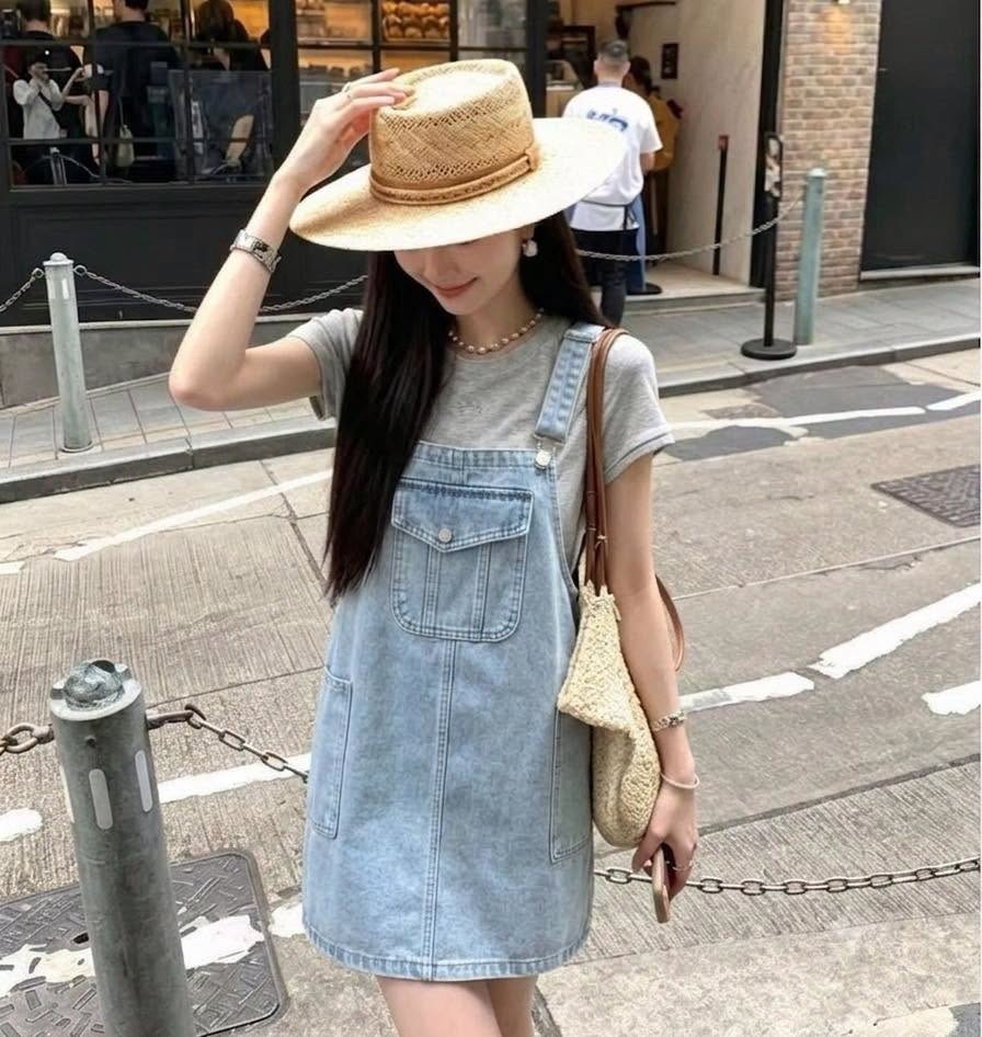 【俏皮減齡單寧牛仔吊帶裙】（現貨）