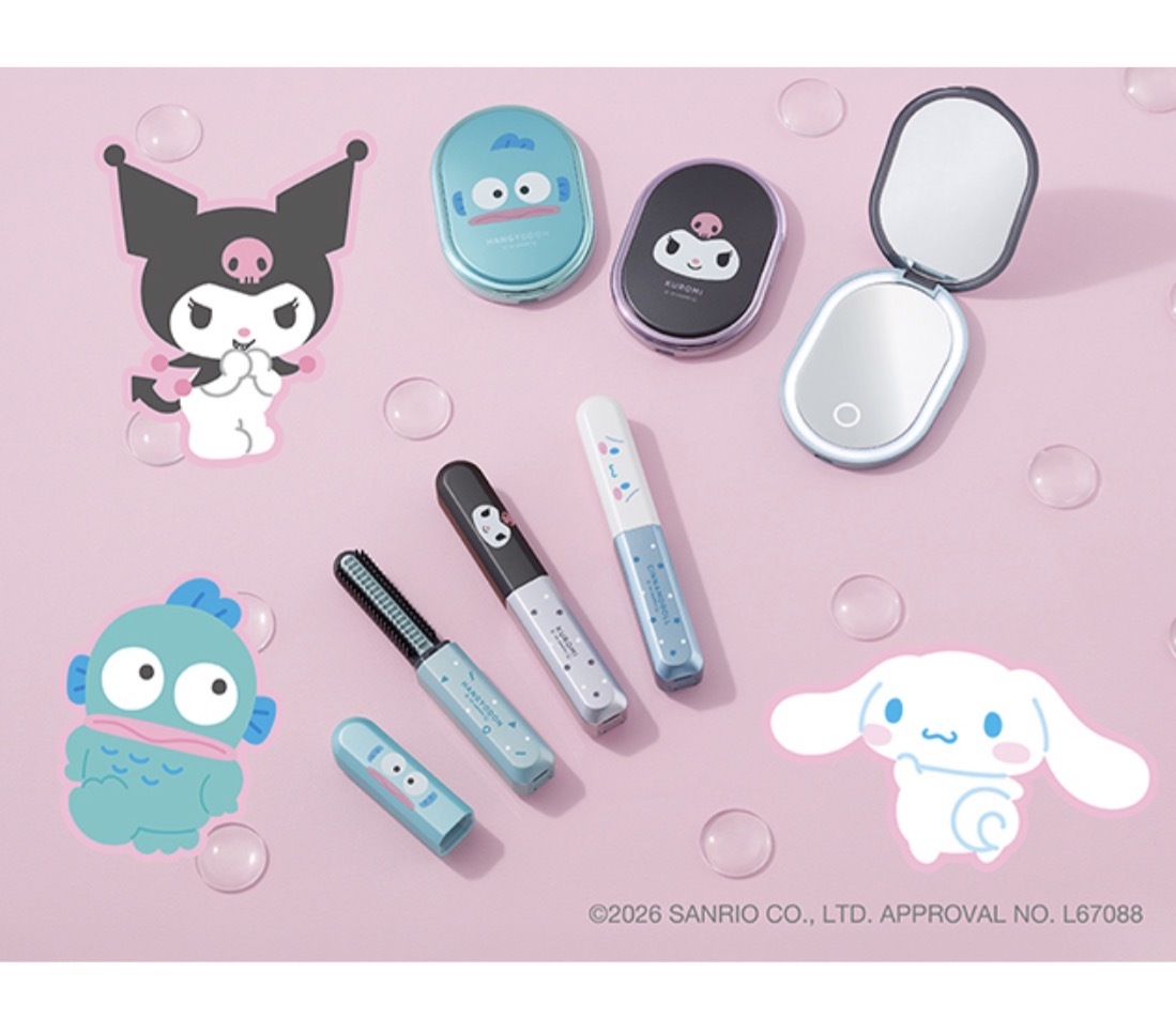 【限量發售】Koizumi x Sanrio 無線瀏海造型梳  LED化妝鏡套裝 7829 7805 TK260729