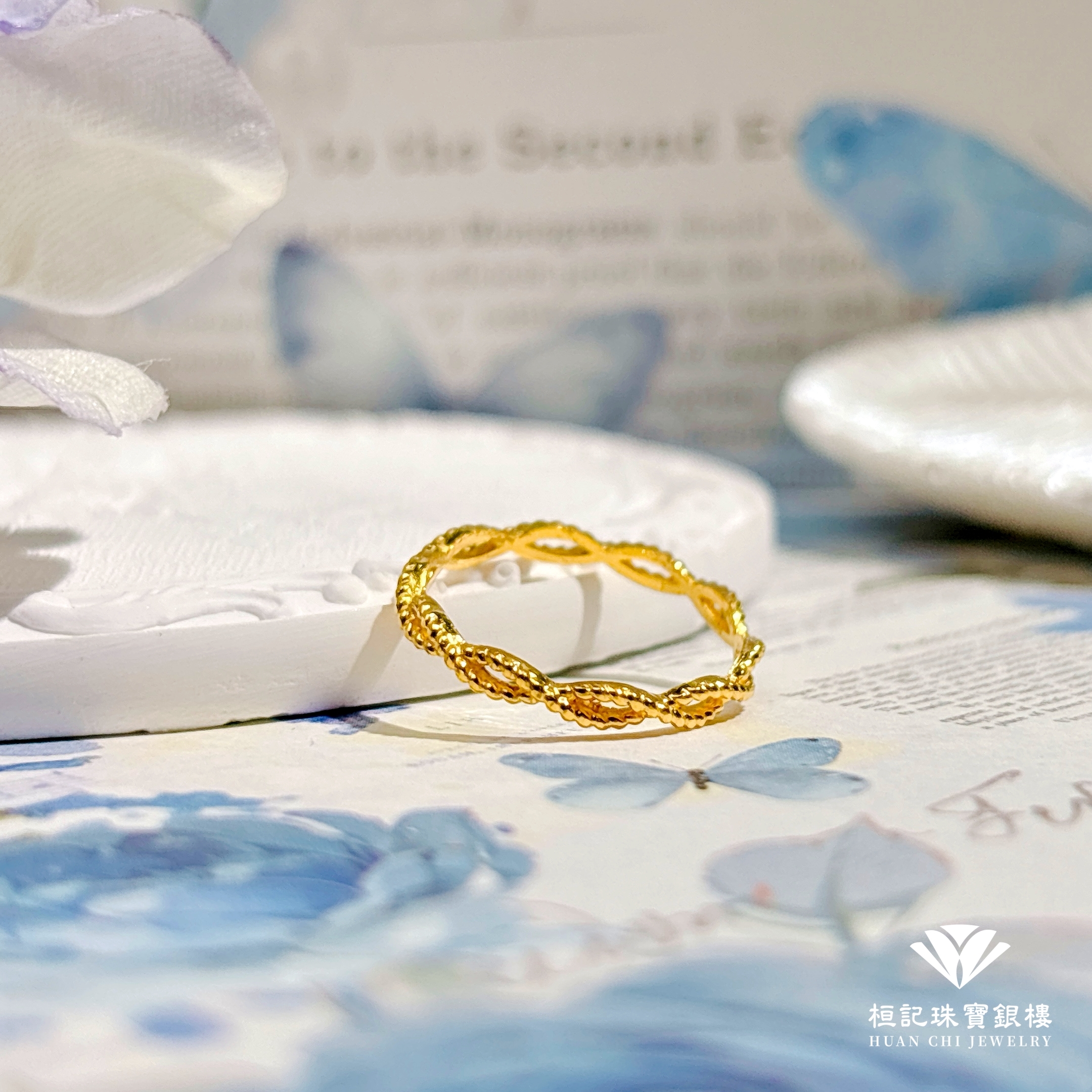 24K Gold Ring - Diamond Cutout Gold Ring