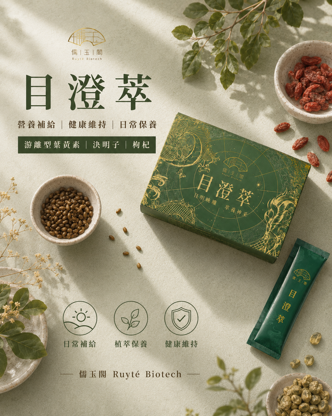 FUFULIDUO｜儒玉閣 目澄萃｜小綠磚 晶亮養護粉 2g×30包