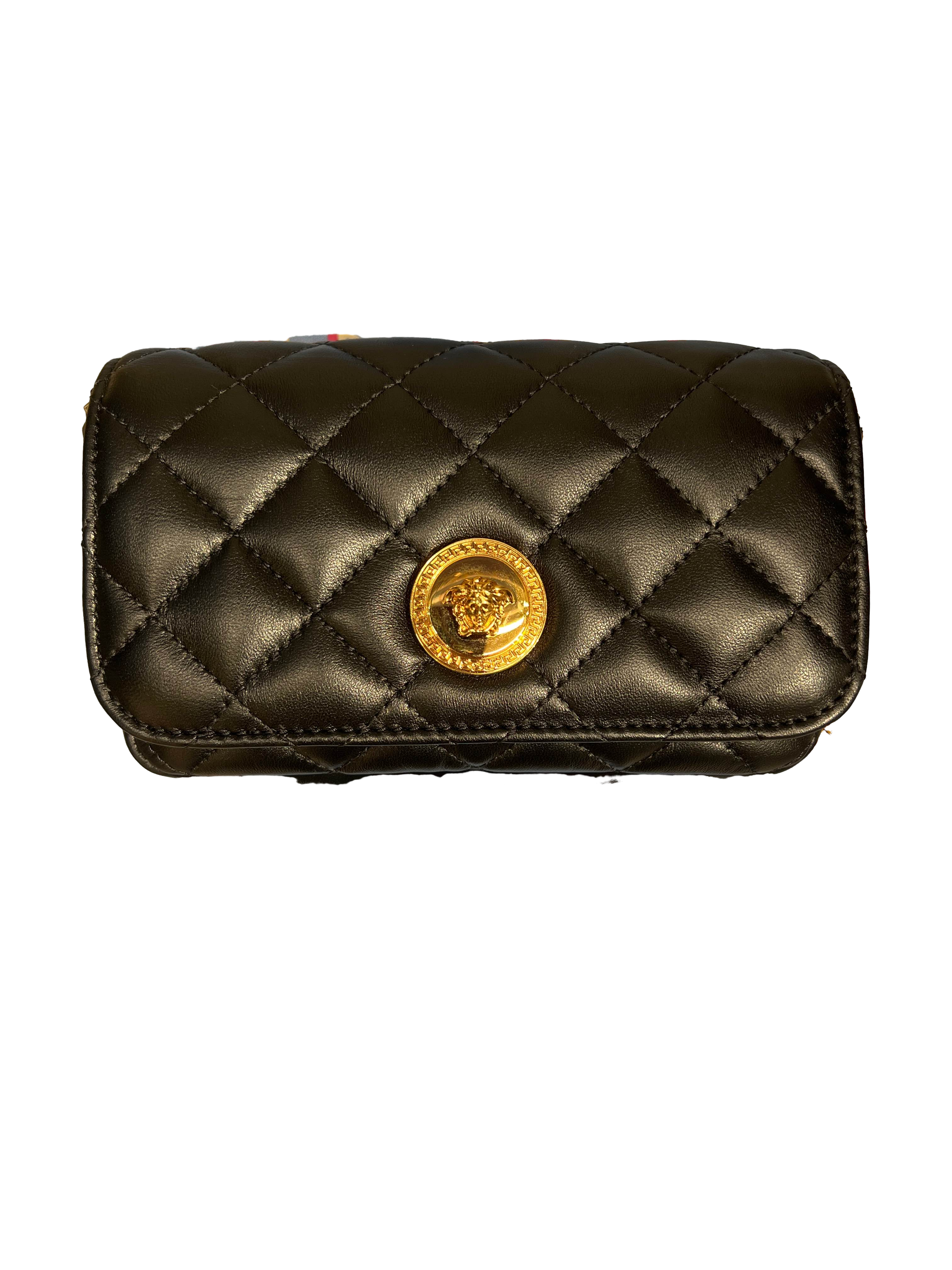 【Versace Outlet】Mini Shoulder Bag Quilted Lamb  黑