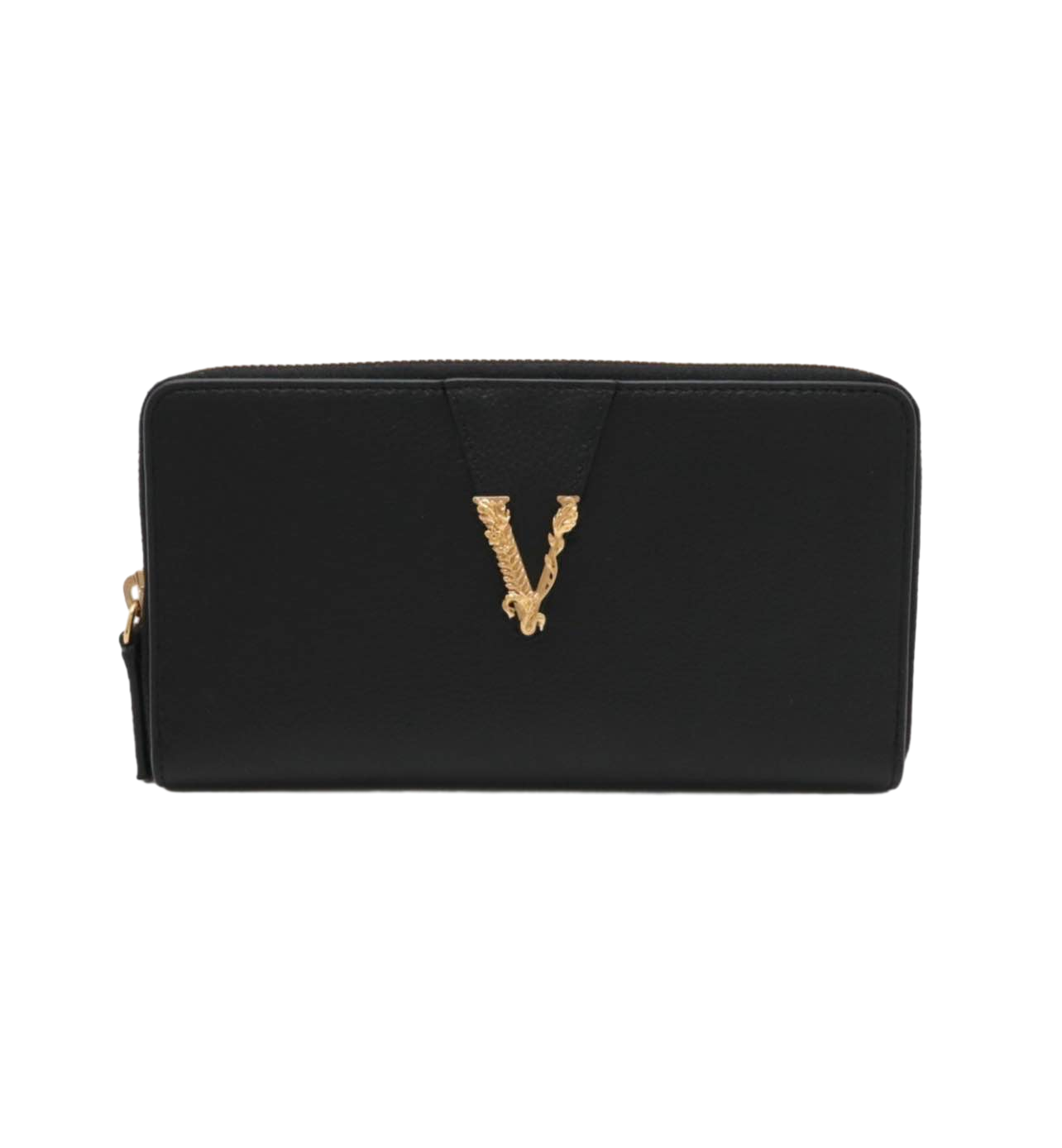 【Versace Outlet】Zip Around Wallet Calf Leather  黑