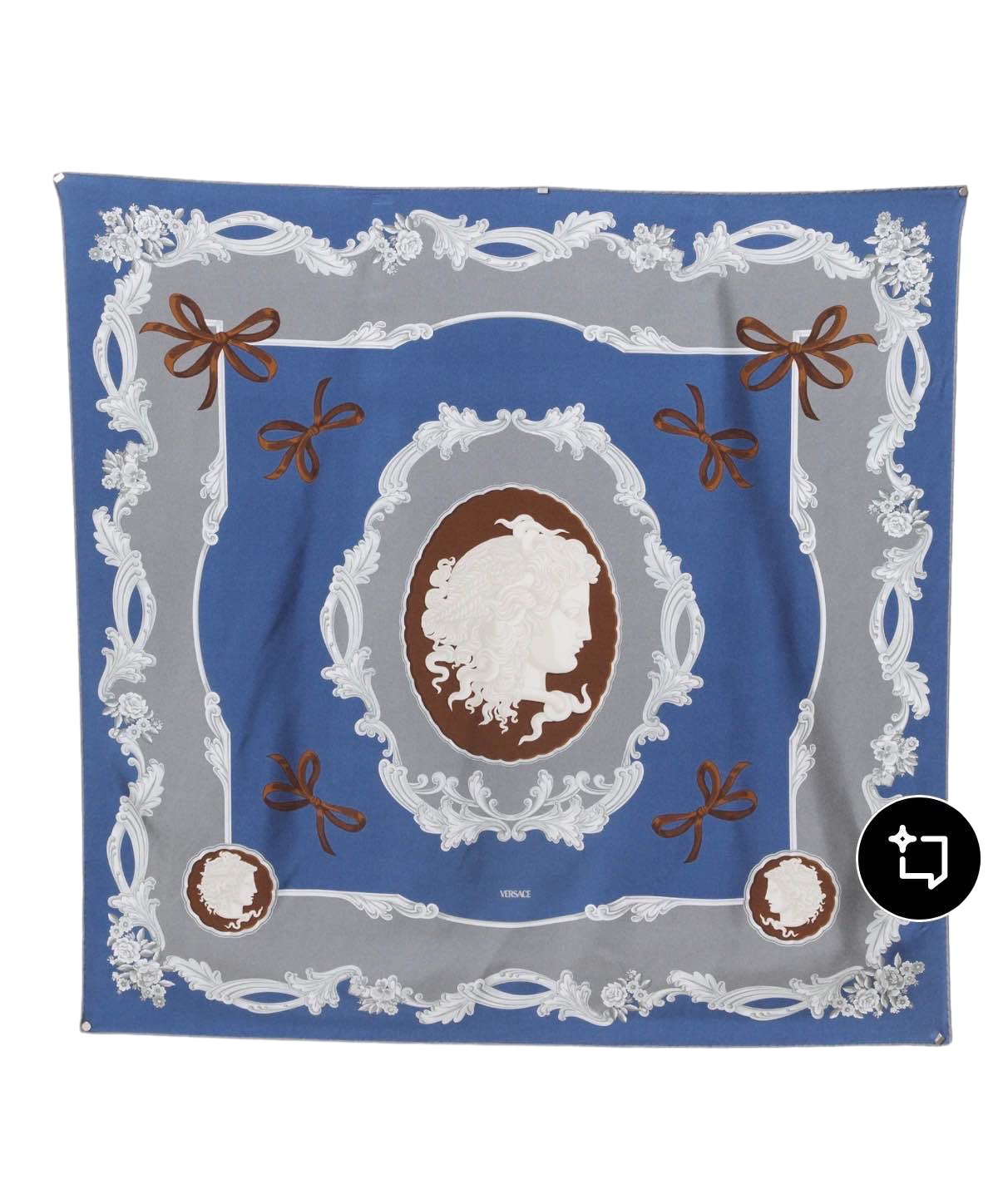 【Versace Outlet】Foulard 90x90 Silk Twill Bio M  藍