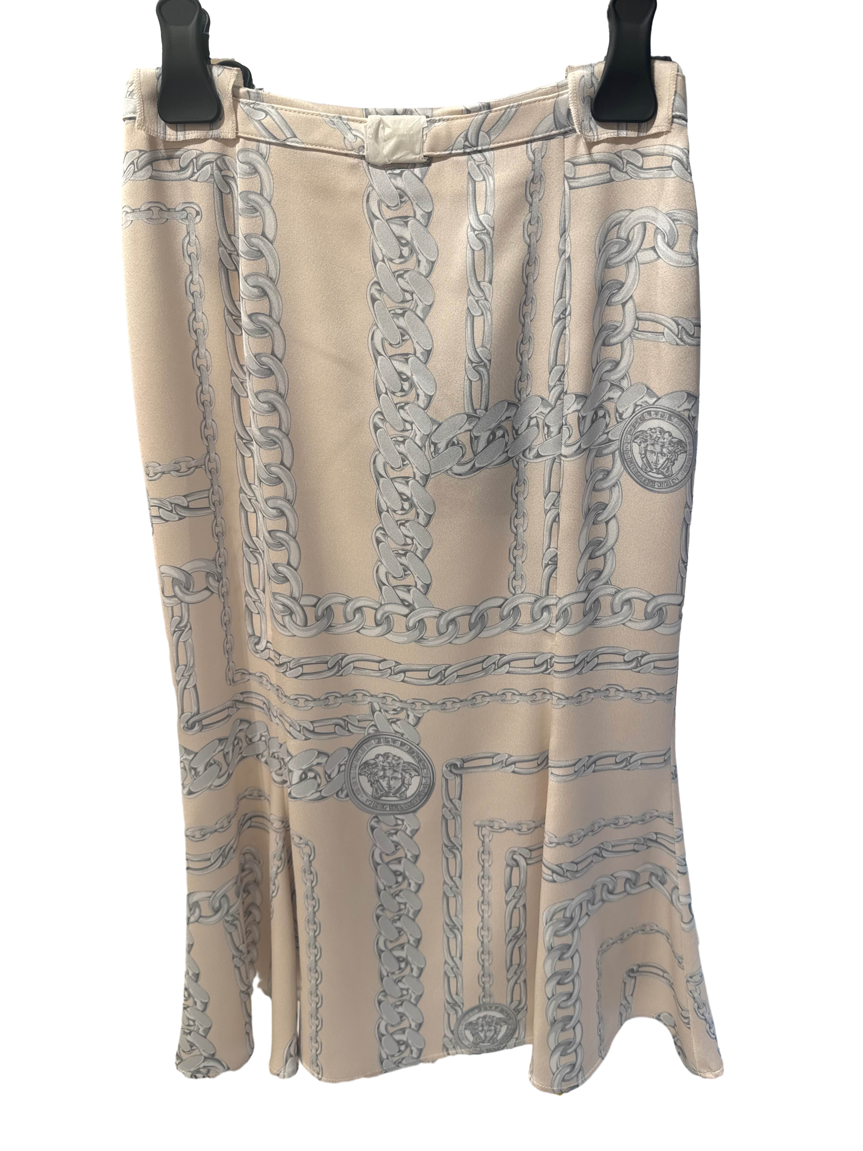 【Versace Outlet】Skirt Enver Satin Medusa Chain  米