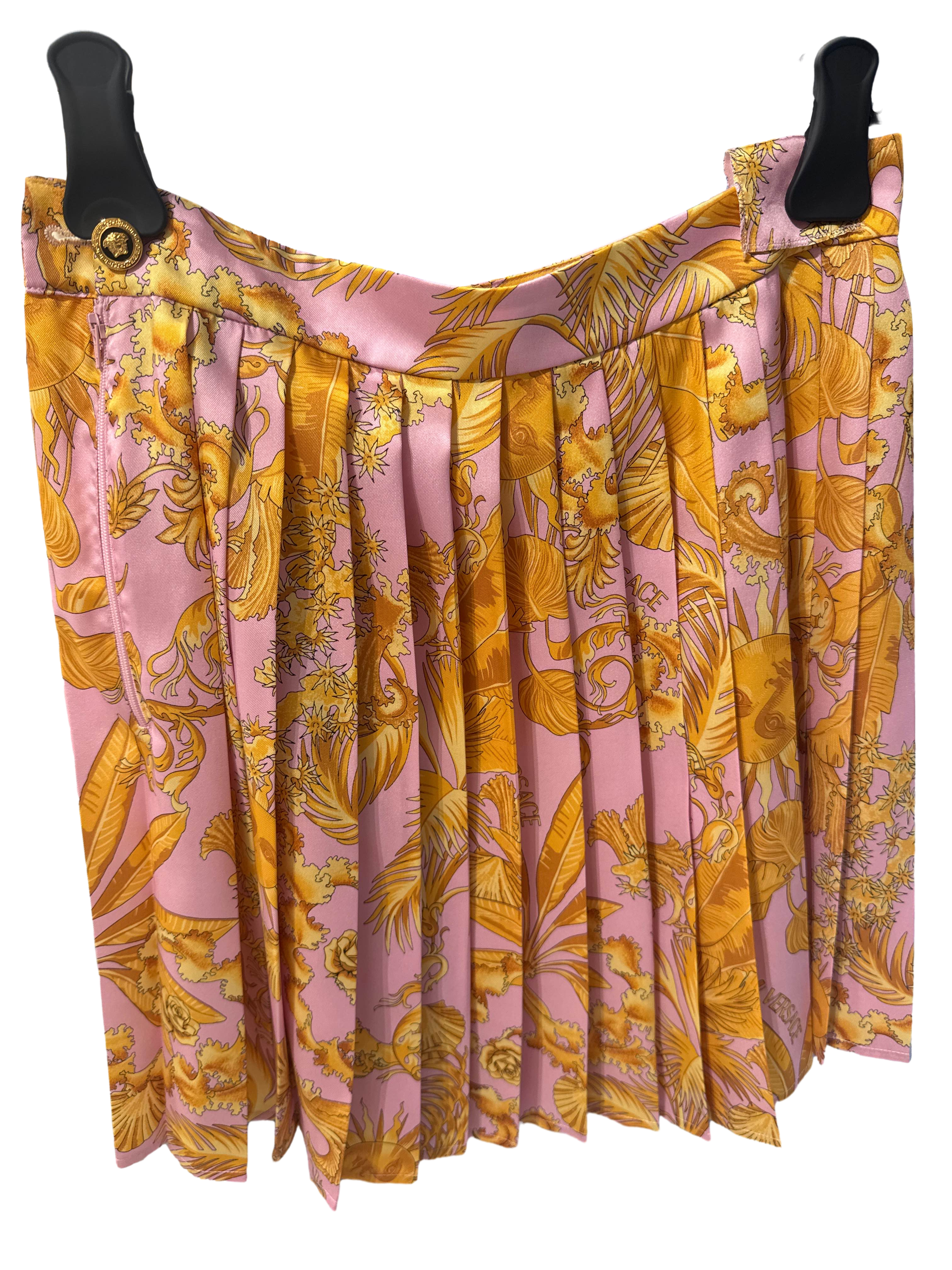 【Versace Outlet】Skirt Twill Poly Baroque Palm  粉