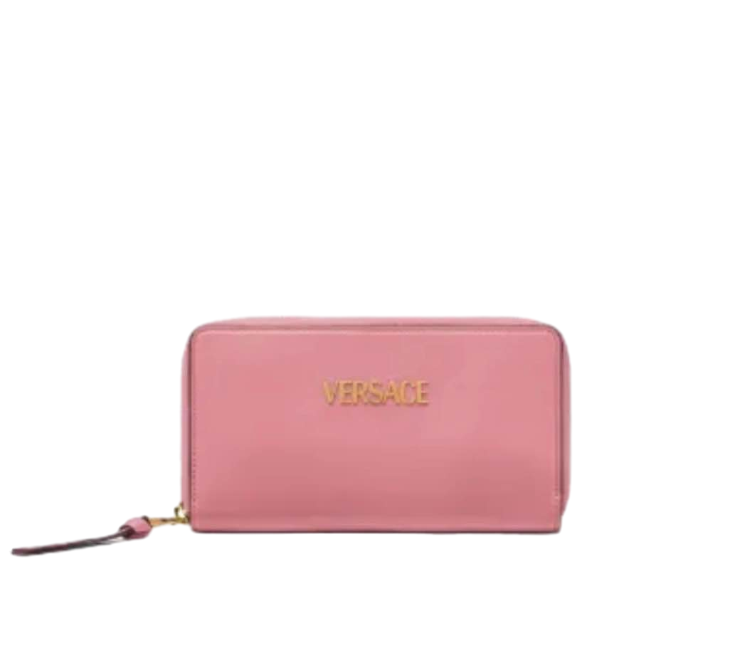 【Versace Outlet】Zip Around Wallet Lamb Leather  粉