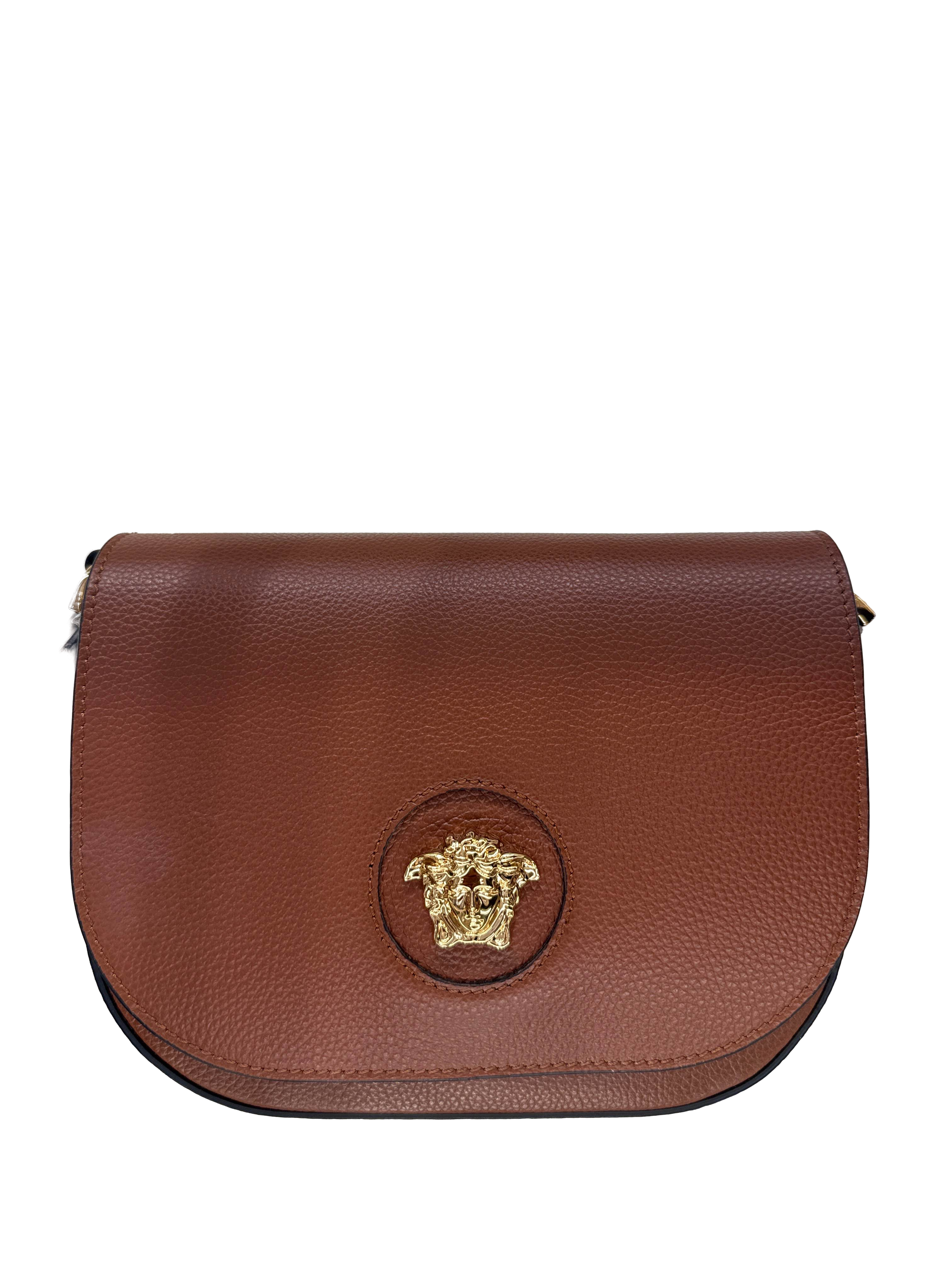 【Versace Outlet】Crossbody Calf Leather  咖