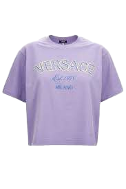 【Versace Outlet】T-Shirt Jersey Versace Milano Print  紫