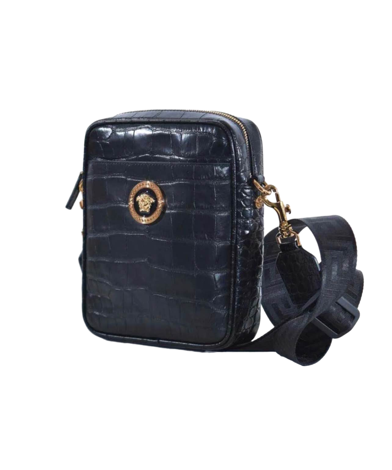 【Versace Outlet】Messenger Croc Calf Leather  黑