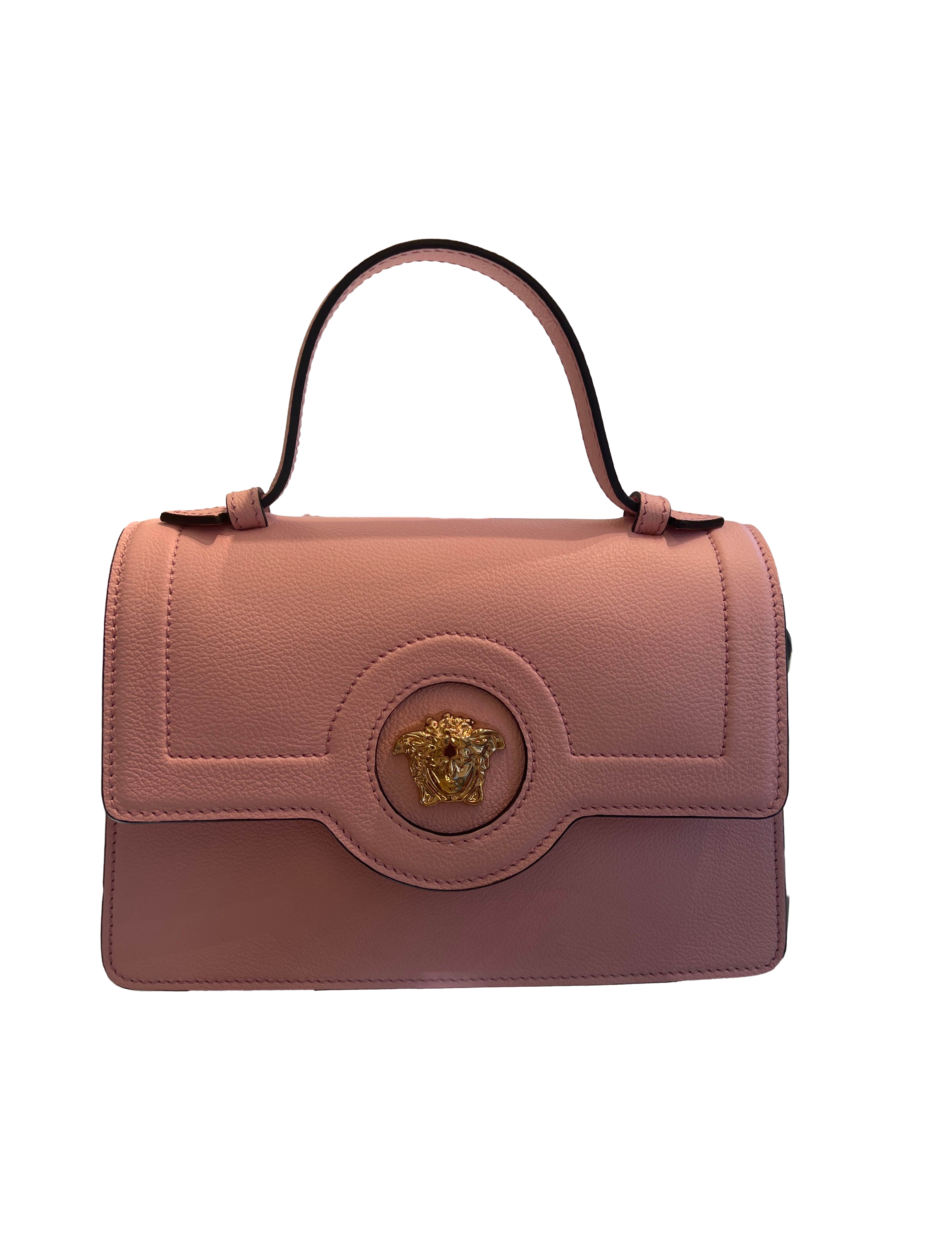 【Versace Outlet】Small Top Handle Vitello  粉