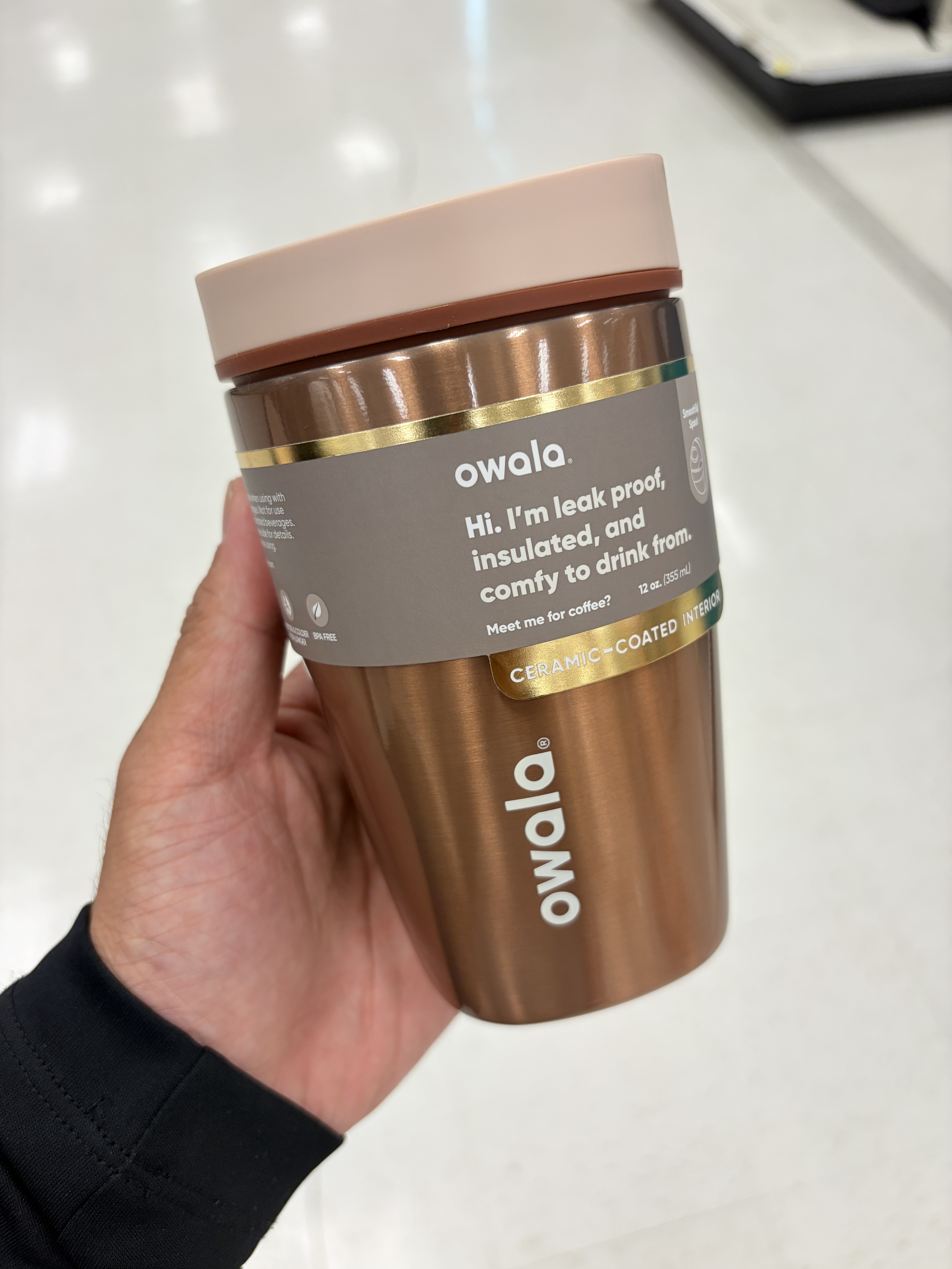 【限時】Owala 陶瓷內裡款 (12oz 355ML) 金屬亮面 SmoothSop Tumbler 水杯/咖啡杯