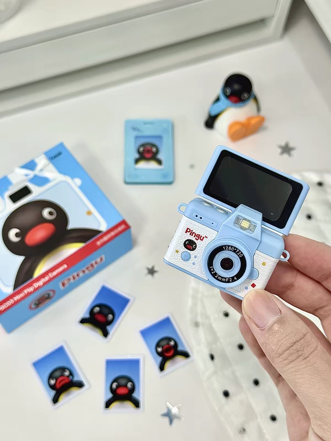 （預購）正版授權✨PINGU 復古迷你翻轉相機鑰匙圈📸