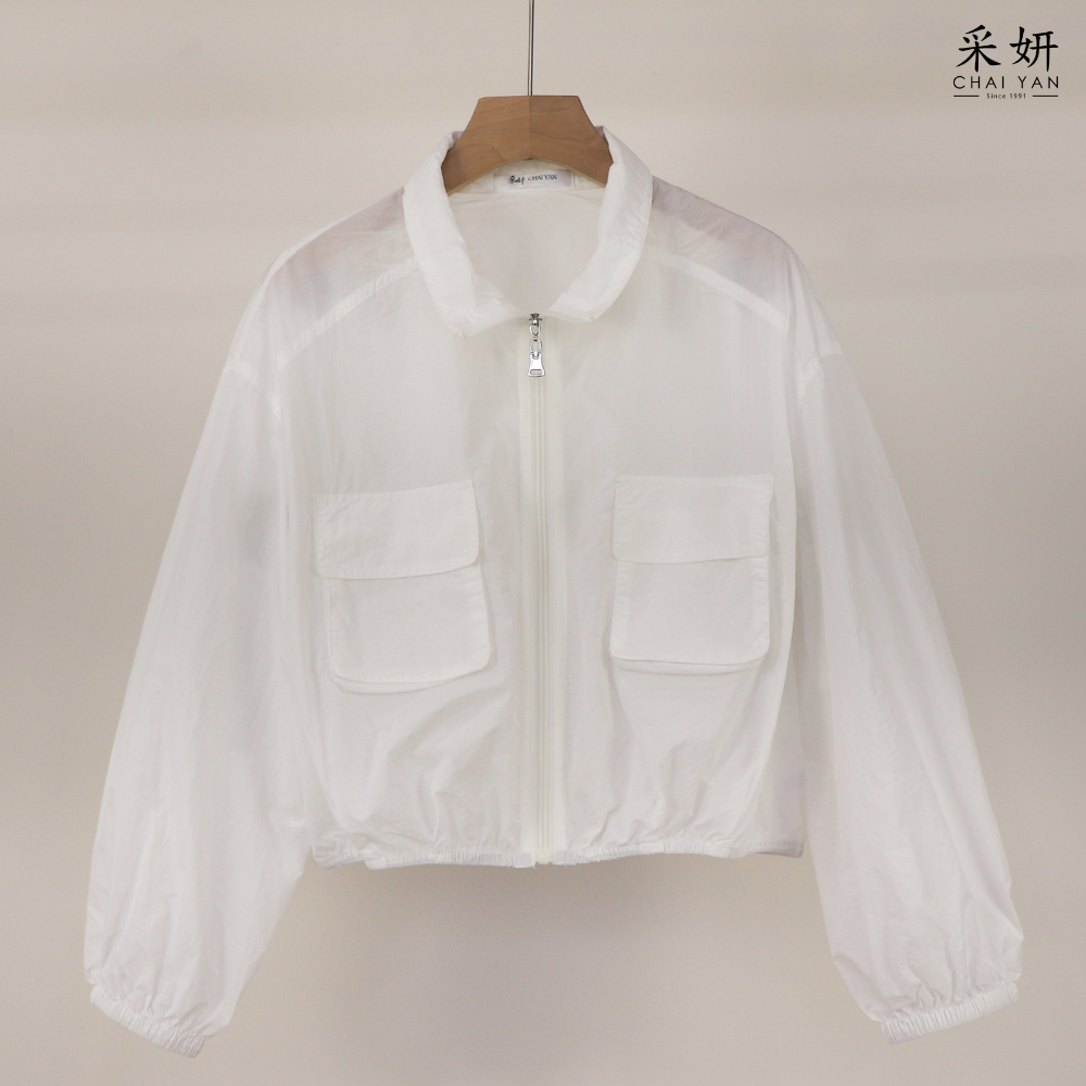 輕薄雙口袋連帽防風夾克外套