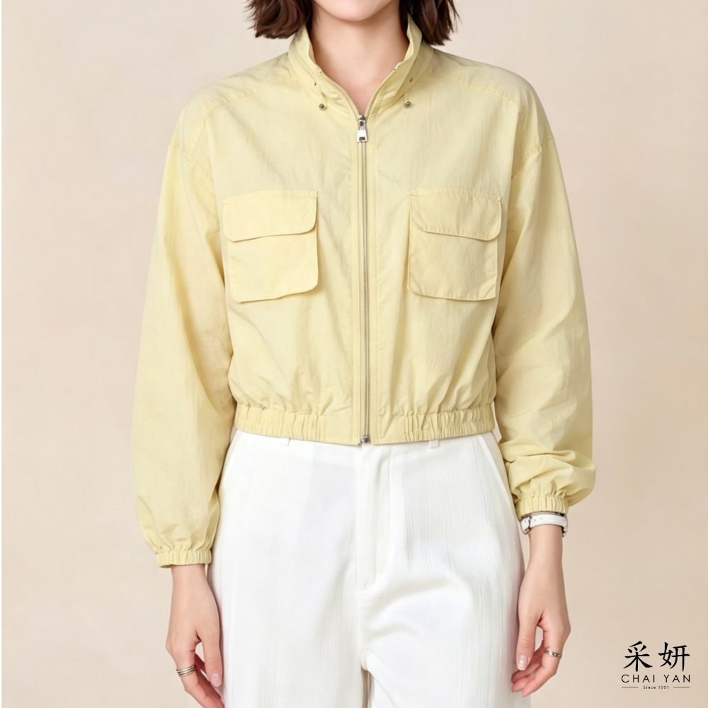 輕薄雙口袋連帽防風夾克外套