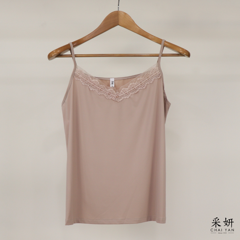 蕾絲V領涼感細肩帶小背心