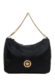 【Versace Outlet】Hobo Fabric + Calf + Enamel Hw  黑
