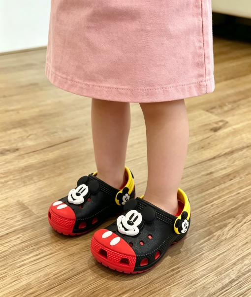 【預購】Crocs x Disney H073102 Mickey Mouse 童裝洞洞鞋 (黑紅拼色)