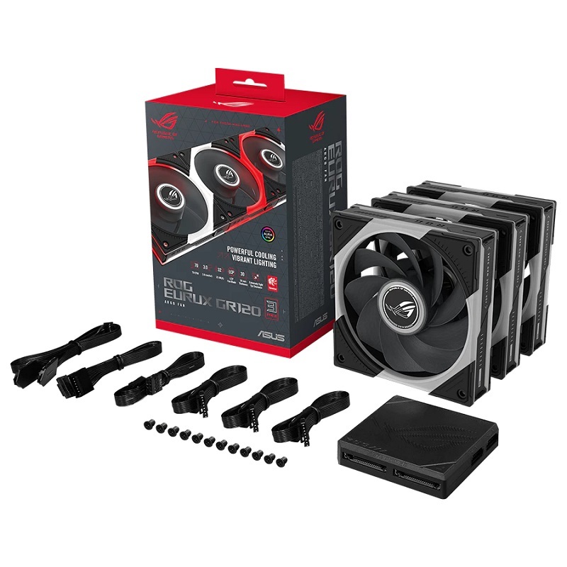 ASUS 華碩 ROG EURUX GR120 ARGB 反向扇 三入組 潮競白/90DA00K3-B00020 黑色/90DA00K0-B00020