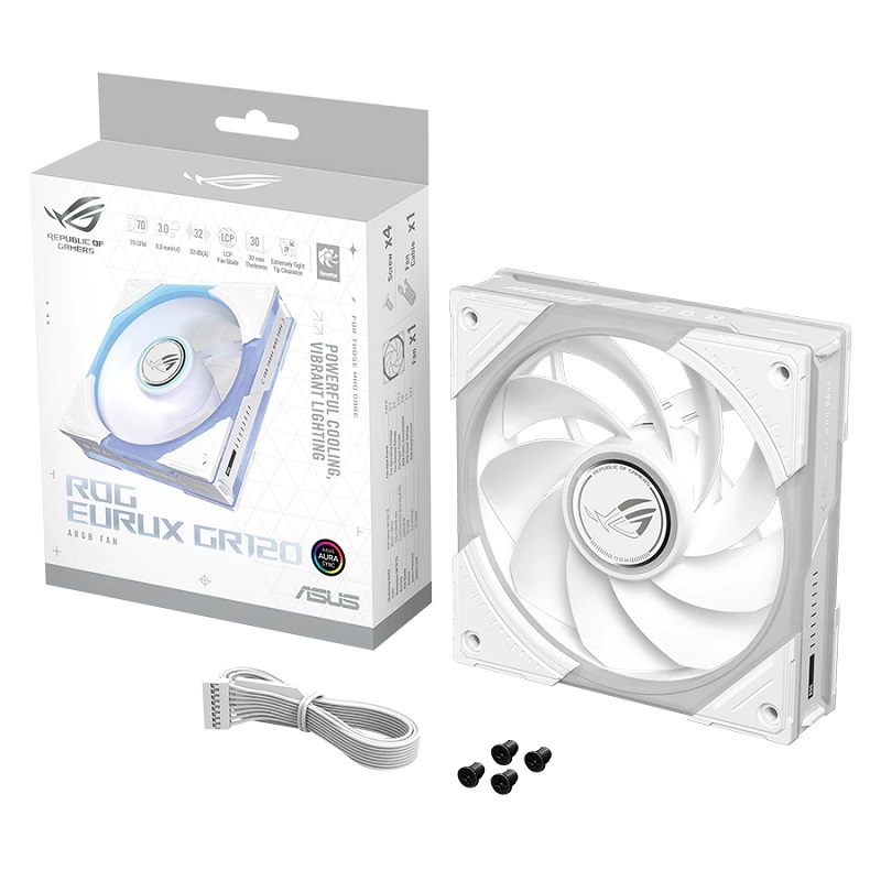 ASUS 華碩 ROG EURUX GR120 ARGB 反向扇 單入組 潮競白/90DA00K3-B00000 黑色/90DA00K0-B00000