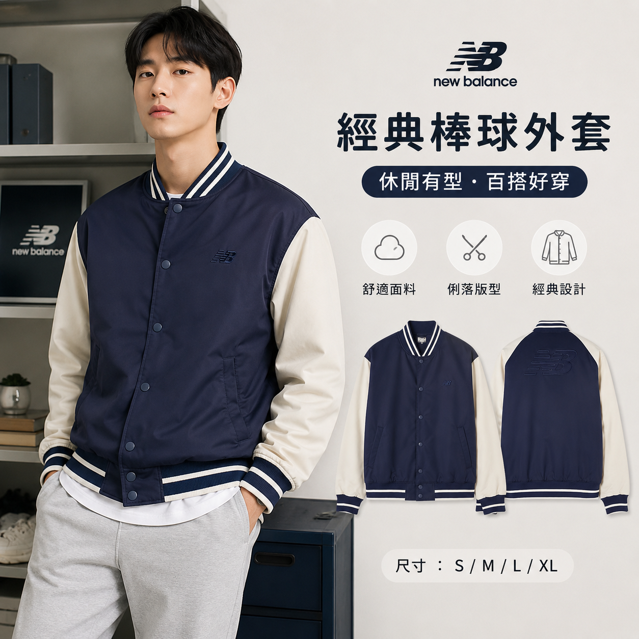 【預購】NEW BALANCE H073105 Athletics 棒球外套 (深藍色)