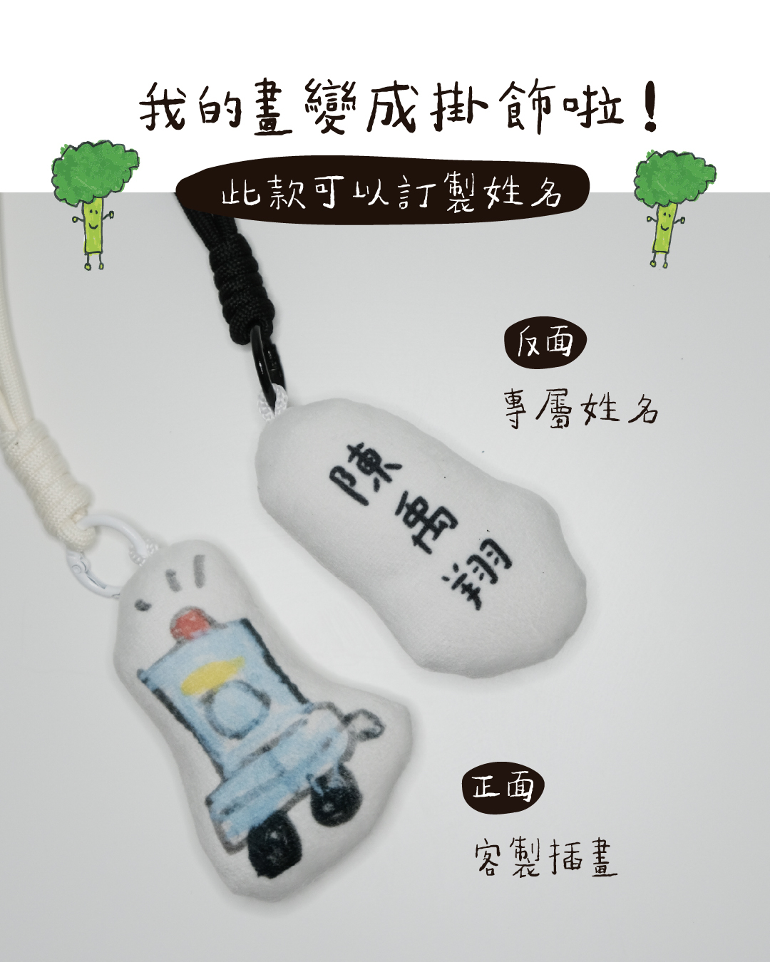 客製兒童畫｜迷你絨布掛飾 姓名款