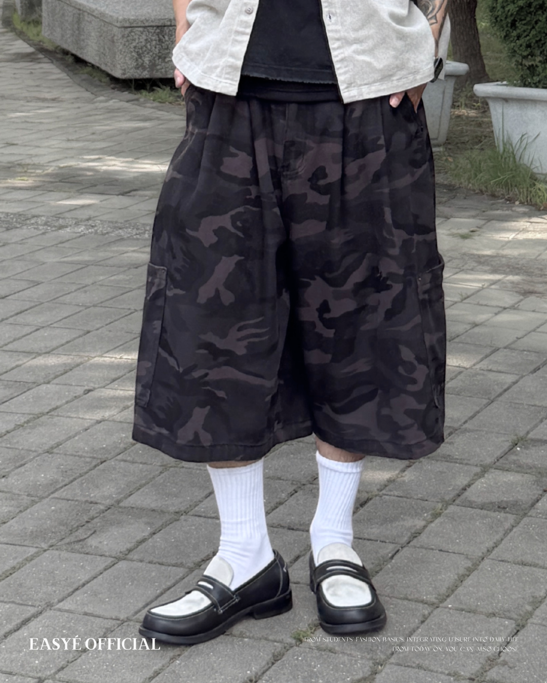 EASYÉ側袋迷彩七分褲