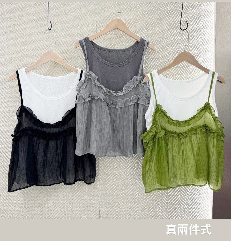 A3519-木耳皺皺兩件式背心