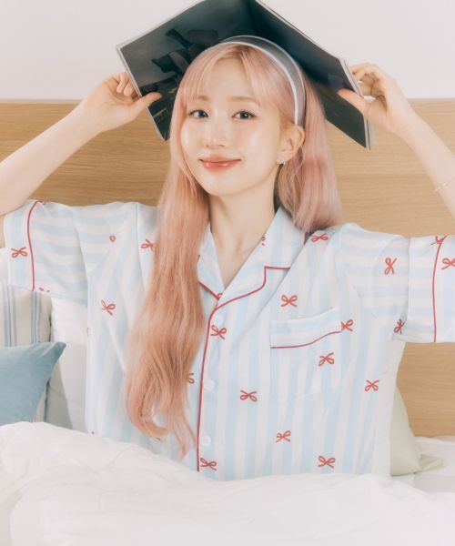 #預購 🇰🇷韓國 DOSSY SILK FIT BOWNIE 吳海嫄同款 蝴蝶結 短袖情侶睡衣套裝 D02
