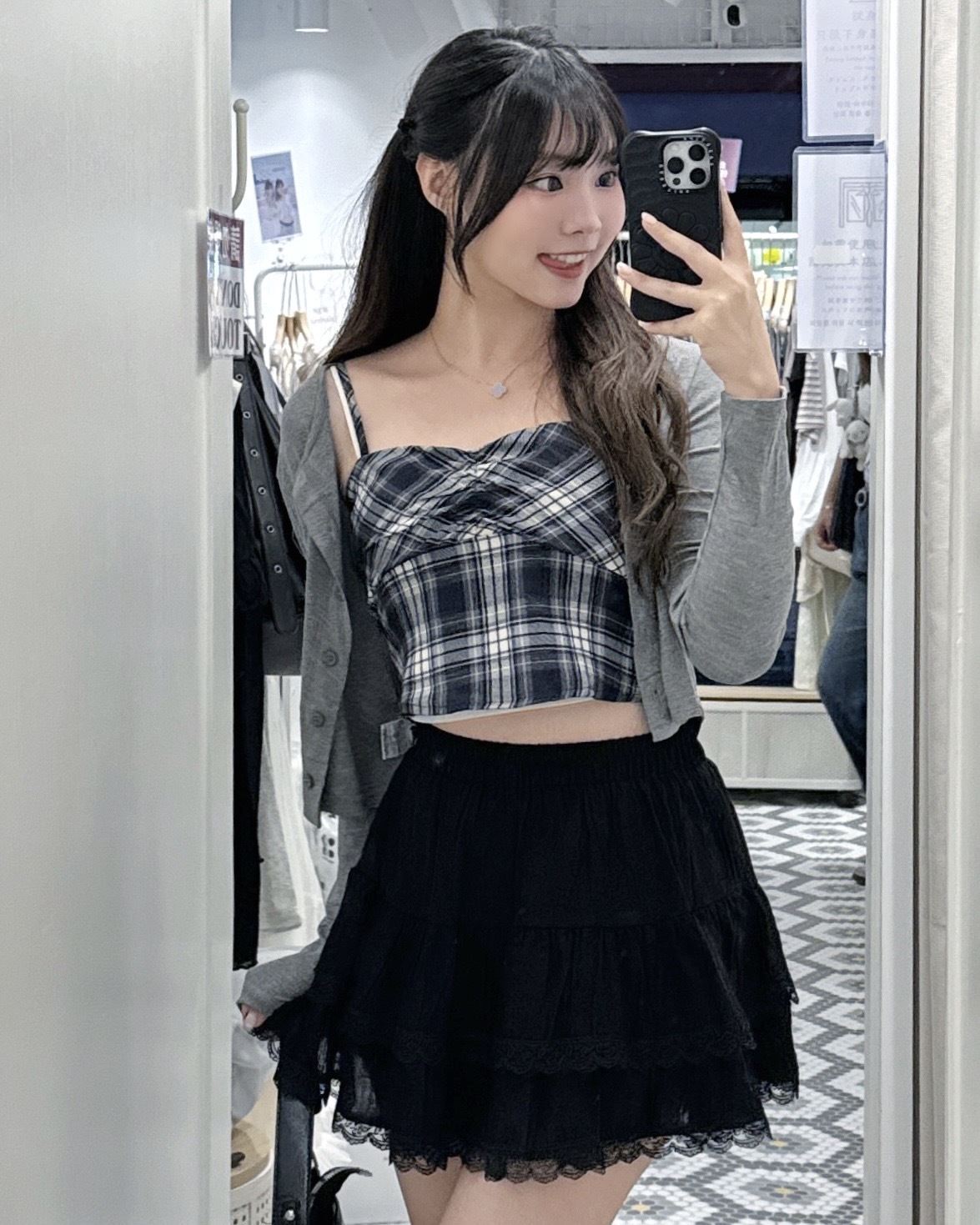 JP1266｜英倫風复古格紗吊帶連外套SET ་⁺₊♡
