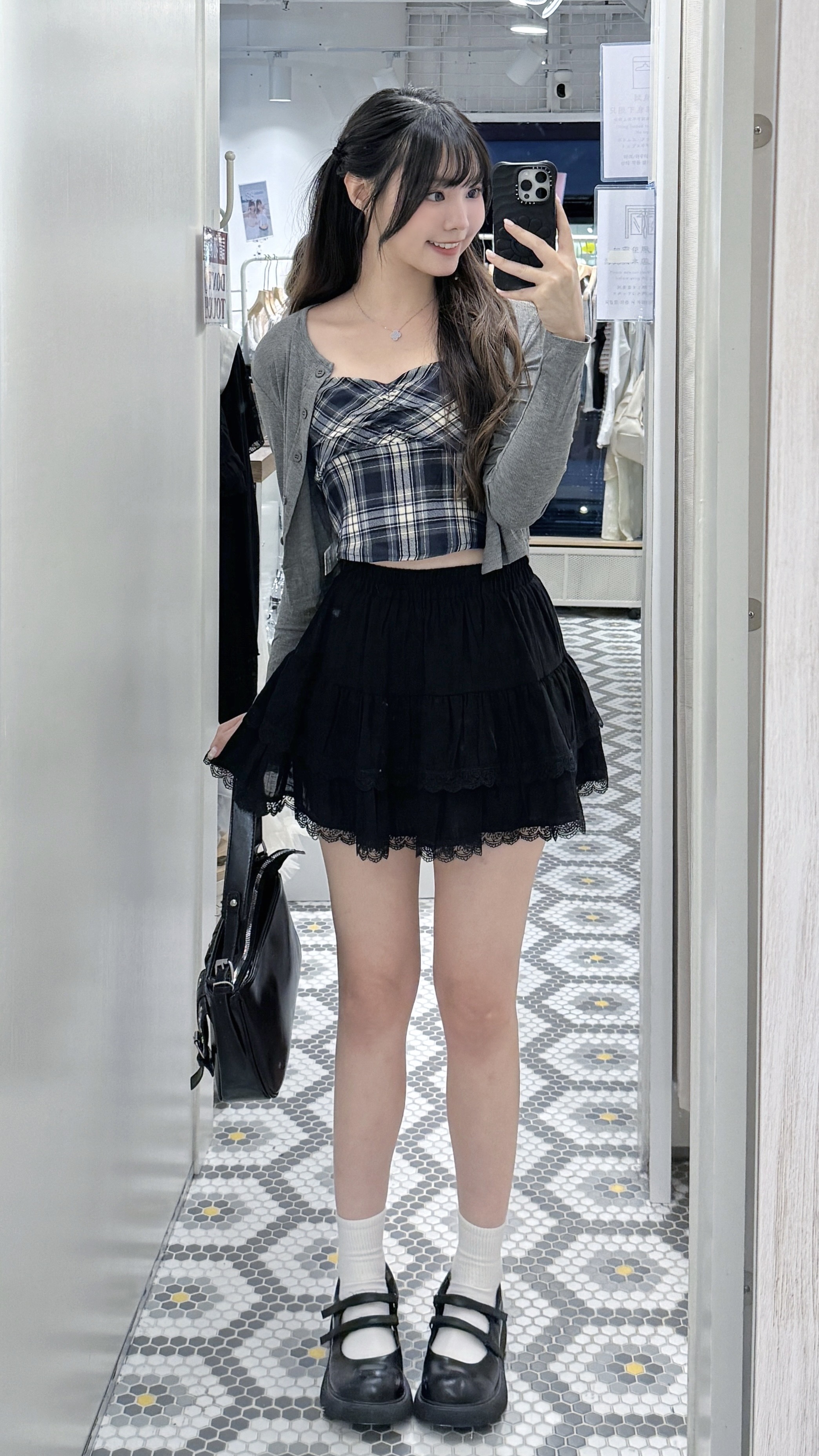 JP1266｜英倫風复古格紗吊帶連外套SET ་⁺₊♡