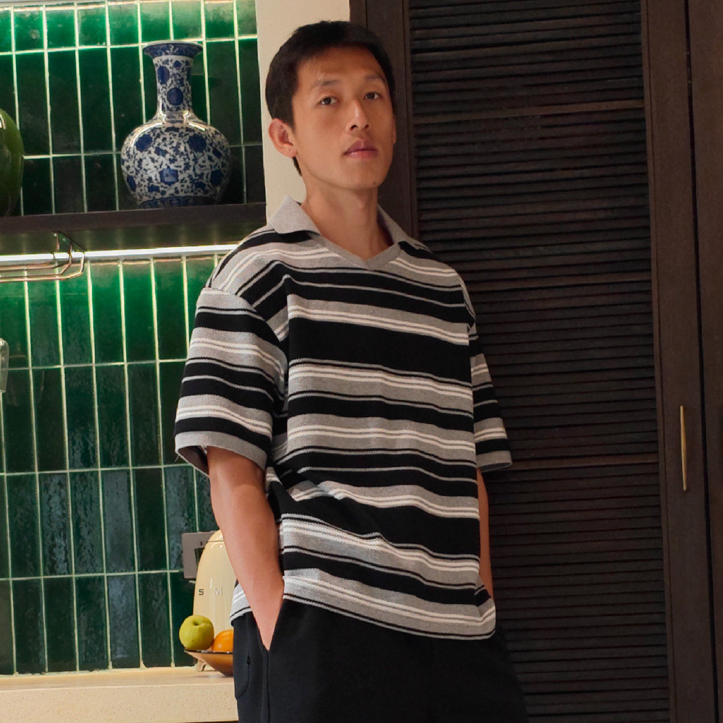 BOHRHOO Stripe Polo Shirts 足球領 條紋Polo衫 [BH1185]