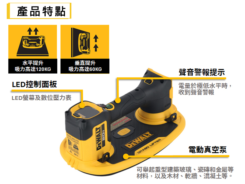 美國 得偉 DEWALT ｜20V Max 電動吸盤(空機.紙盒) ｜DW-DCE592B