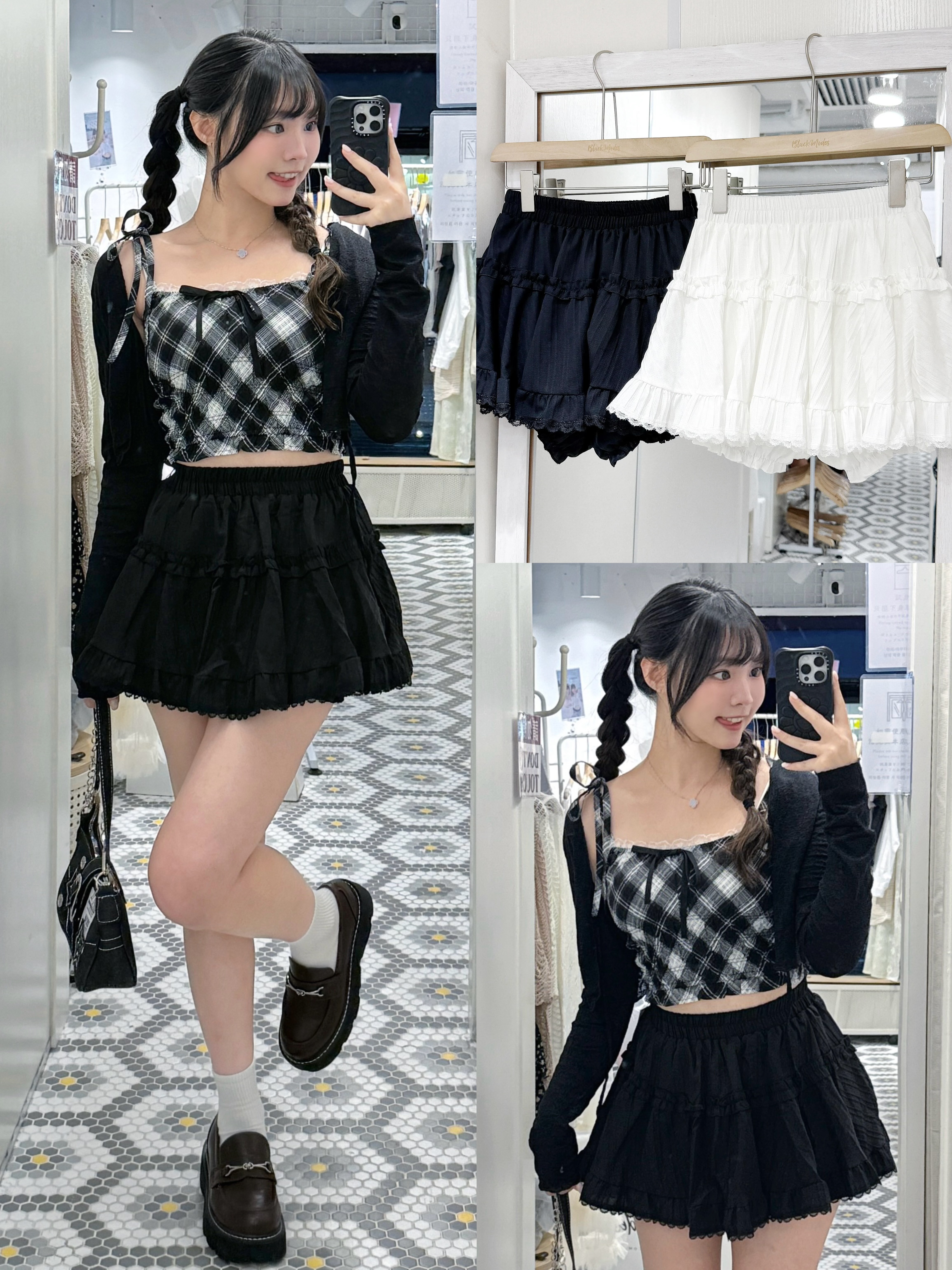 D0512｜甜酷可愛ruffle邊短裙 🐈‍⬛‧₊˚.