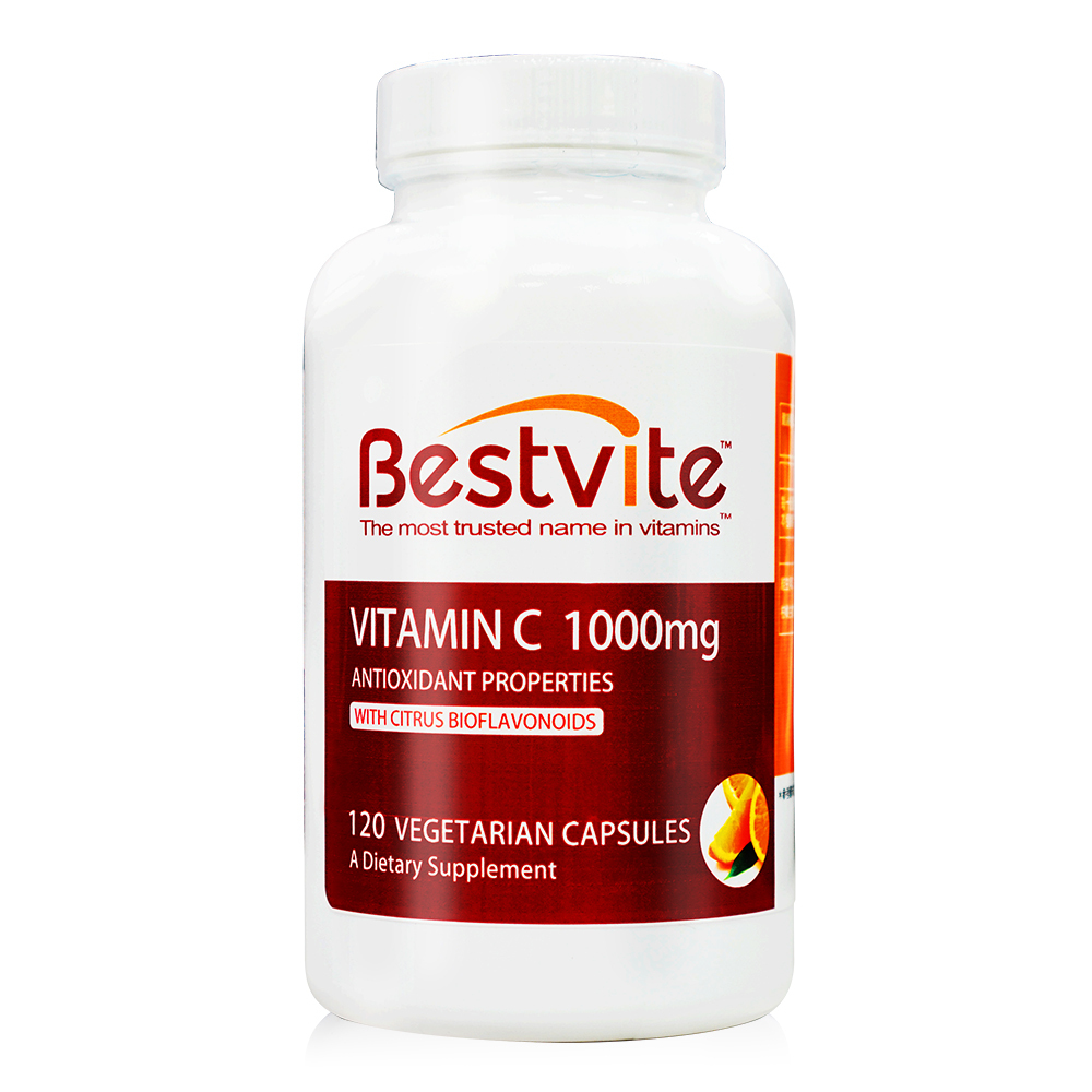 買一送一【美國Bestvite】必賜力維生素C1000 (維他命C1000) 膠囊 (120顆*共2瓶)