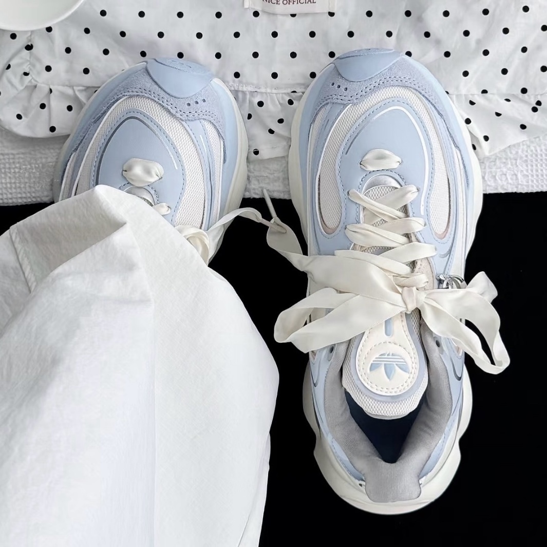 ADIDAS ORIGINALS OZVENUZ BABY藍 緞帶 月亮小吊飾 休閒 厚底增高 女鞋 LA3789