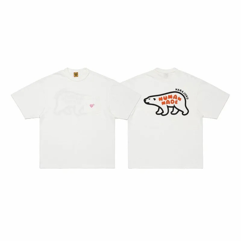 -(B023)-HUMAN MADE HARAJUKU 人間製 原宿限定 北極熊 短Ｔ 黑色/白色-HM31TE036