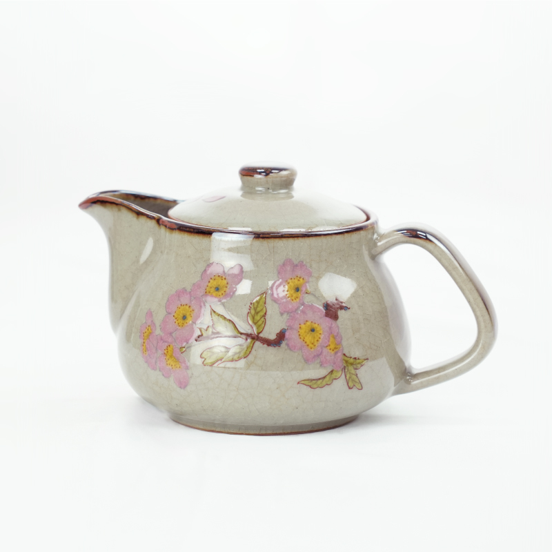 【日本九谷燒】著名作家 鐵線蓮花紋急須茶壺湯吞杯一壺二杯組