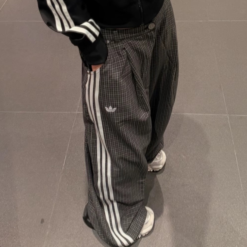ADIDAS ORIGINALS LOOSE CHECKS 復古 慵懶 格紋長褲 寬褲 三線褲 LD5340