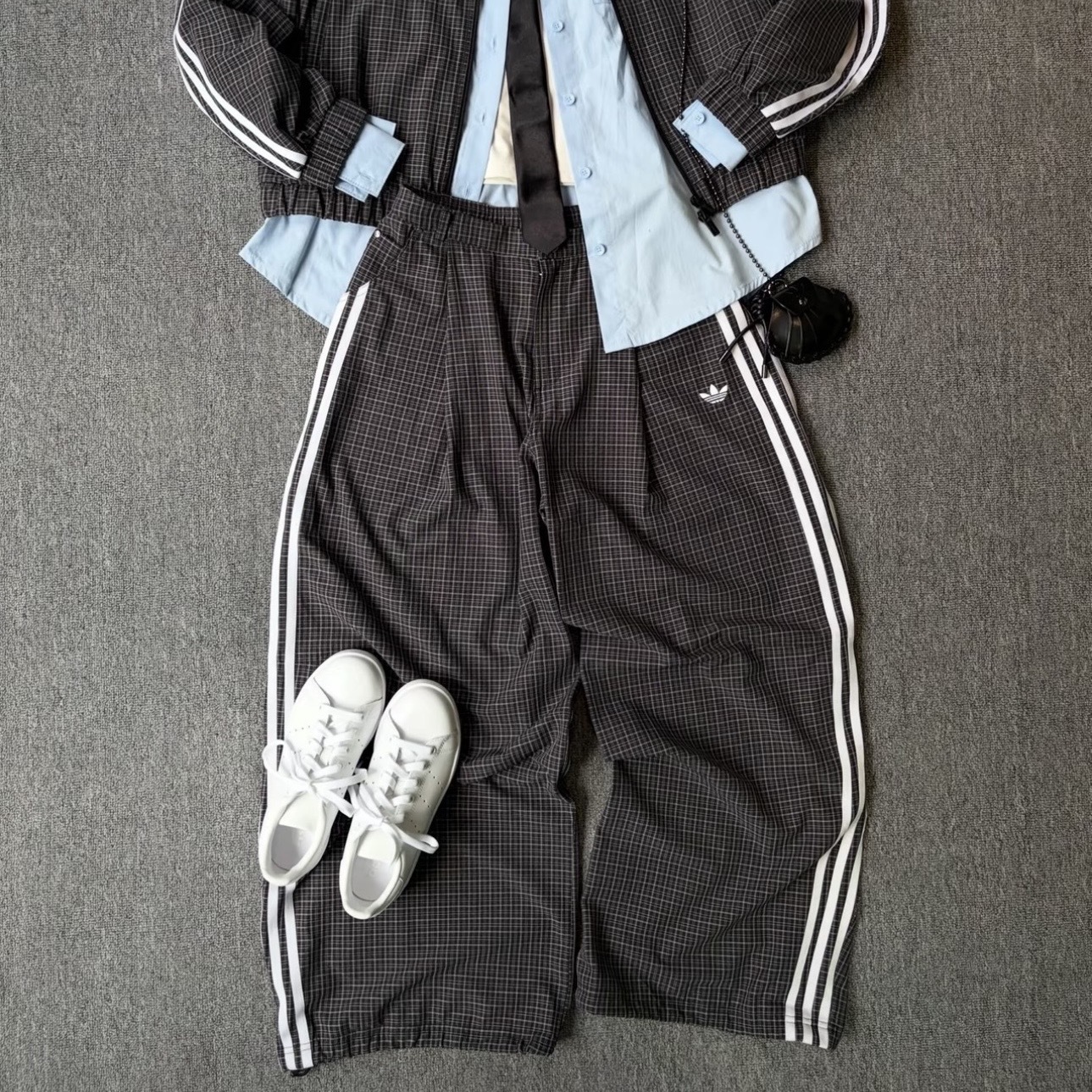 ADIDAS ORIGINALS LOOSE CHECKS 復古 慵懶 格紋長褲 寬褲 三線褲 LD5340
