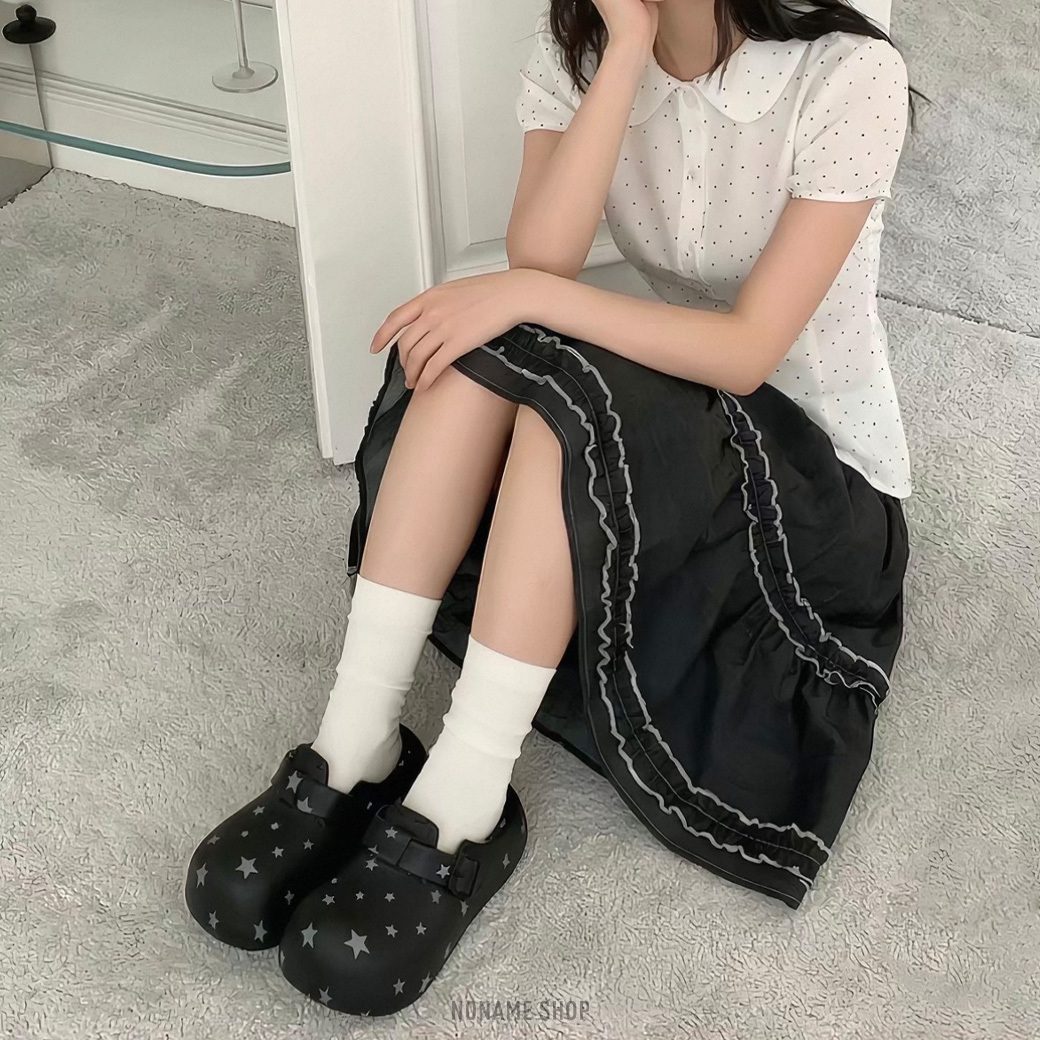 圓頭 防水 包頭 防滑 厚底 懶人拖 滿版 星星 拖鞋 四色 (女款)