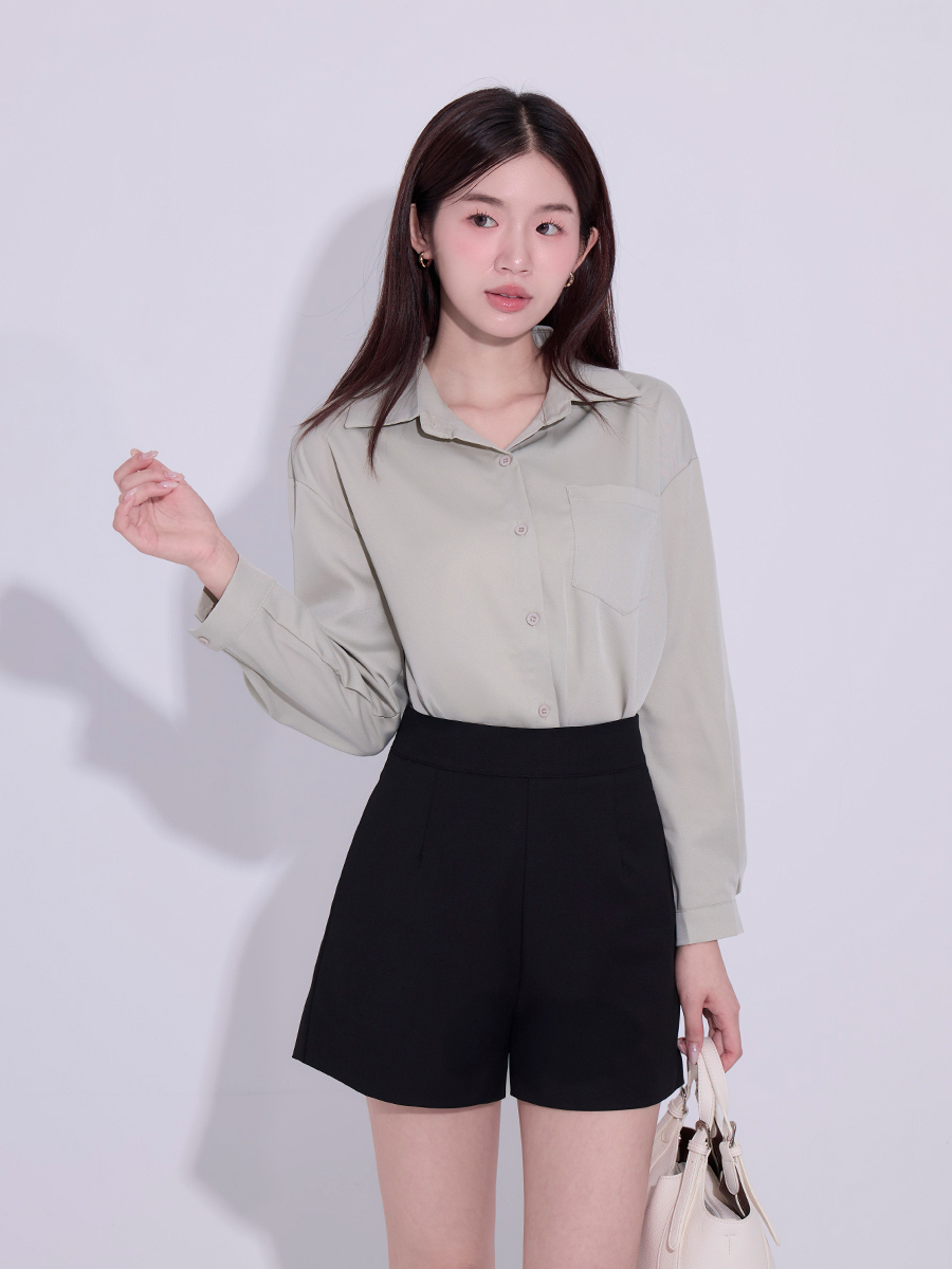 OH！HER TOP滑順單口袋襯衫