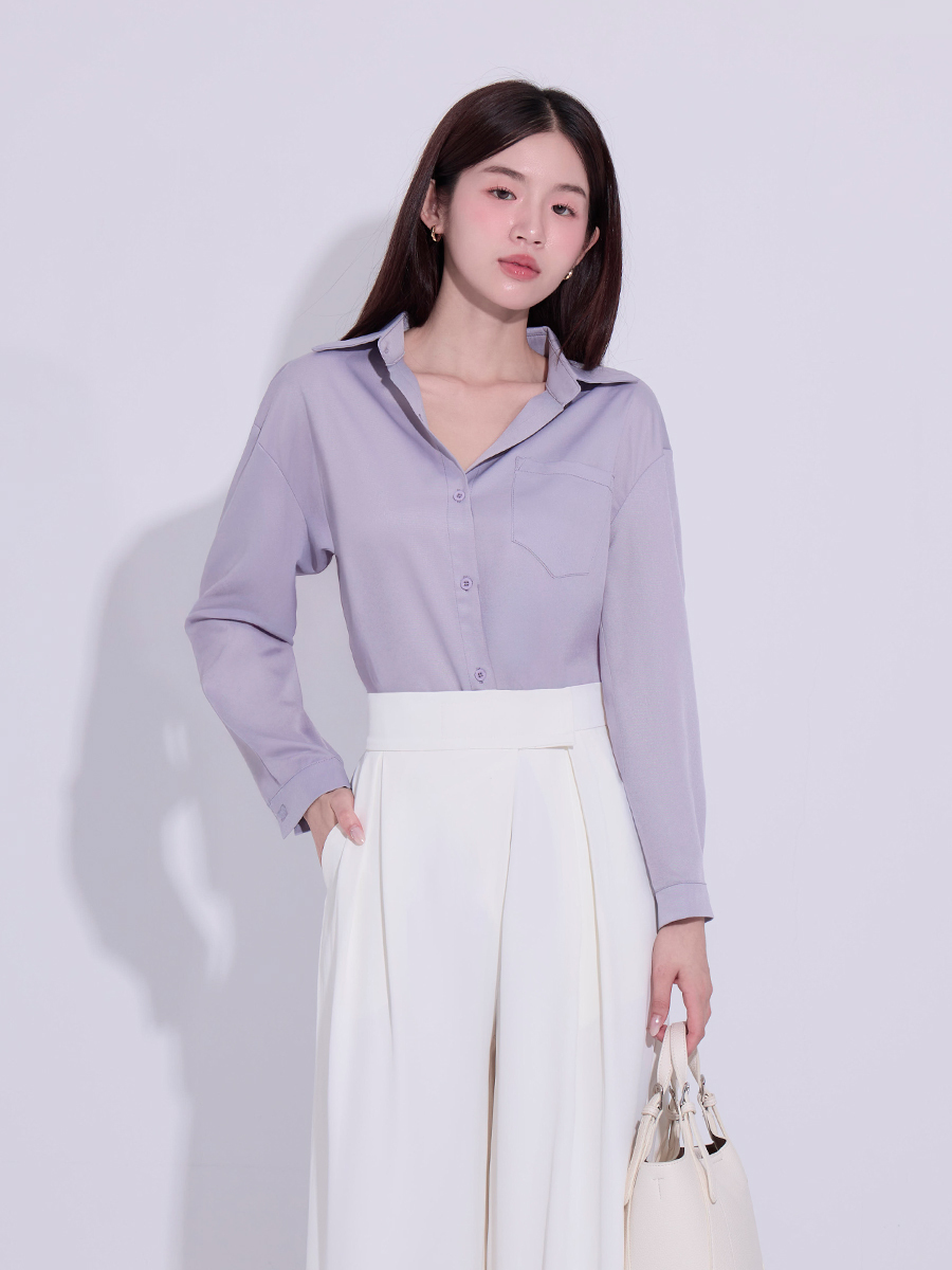 OH！HER TOP滑順單口袋襯衫