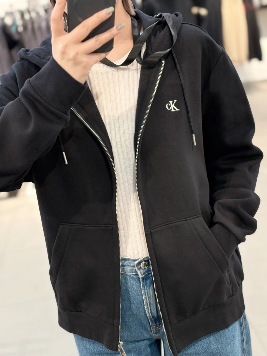 田柾國同款 CALVIN KLEIN JEANS 經典純色 連帽外套
