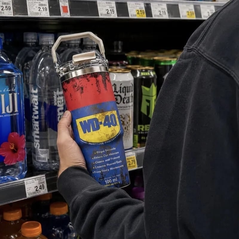WD-40 造型冰壩杯 提把杯 復古 工業風 水杯 做舊